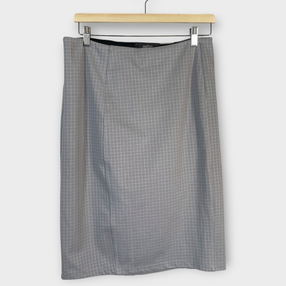LIVERPOOL Bia Ponte Knit Pencil Skirt 10/30 Gray Grid Career Office Preppy NEW